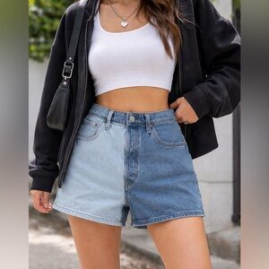 Levi’s 501 Women’s Two Tone Denim Shorts W32 Button Fly Split Jeans Blue